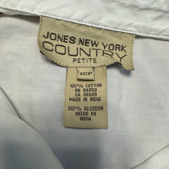 Jones NY Country White Eyelet Embroidered Button Up Shirt Womens 16P Cottagecore - Picture 3 of 7